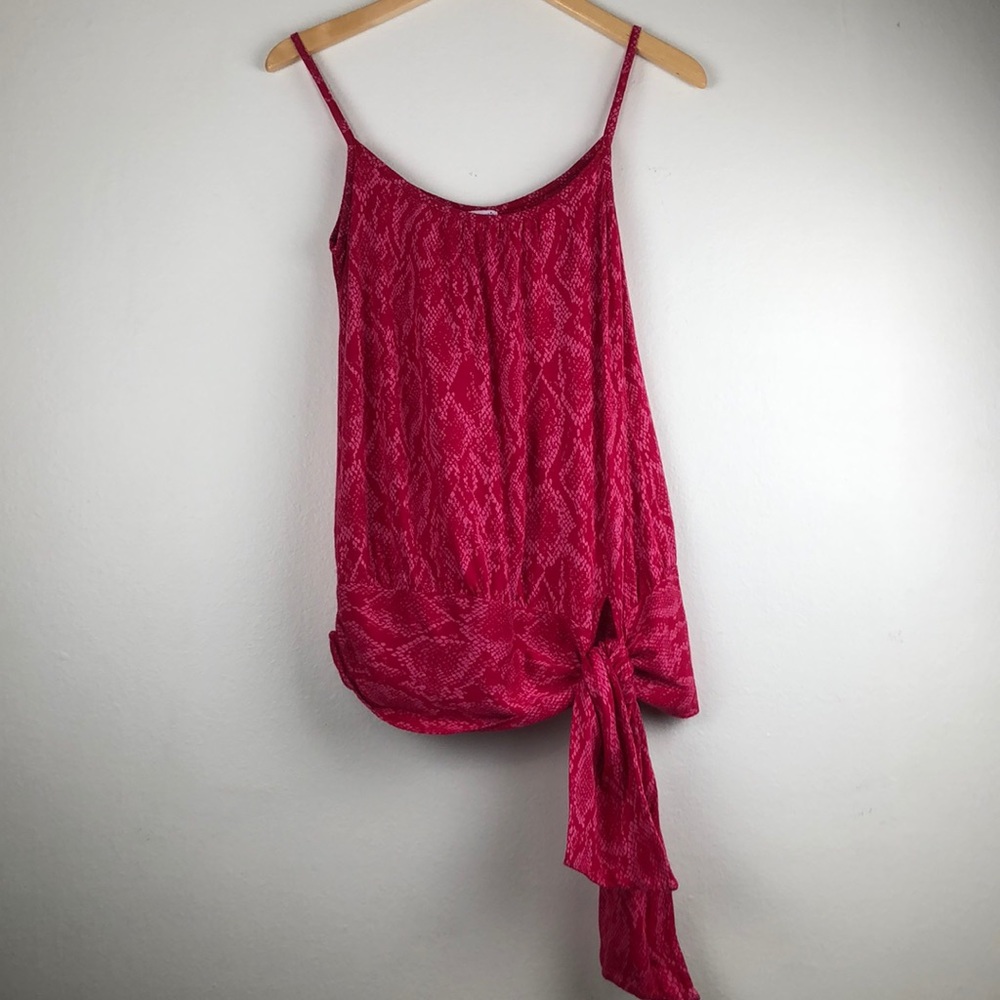 Splendid Pink Animal Pattern Tank Top Side Bow